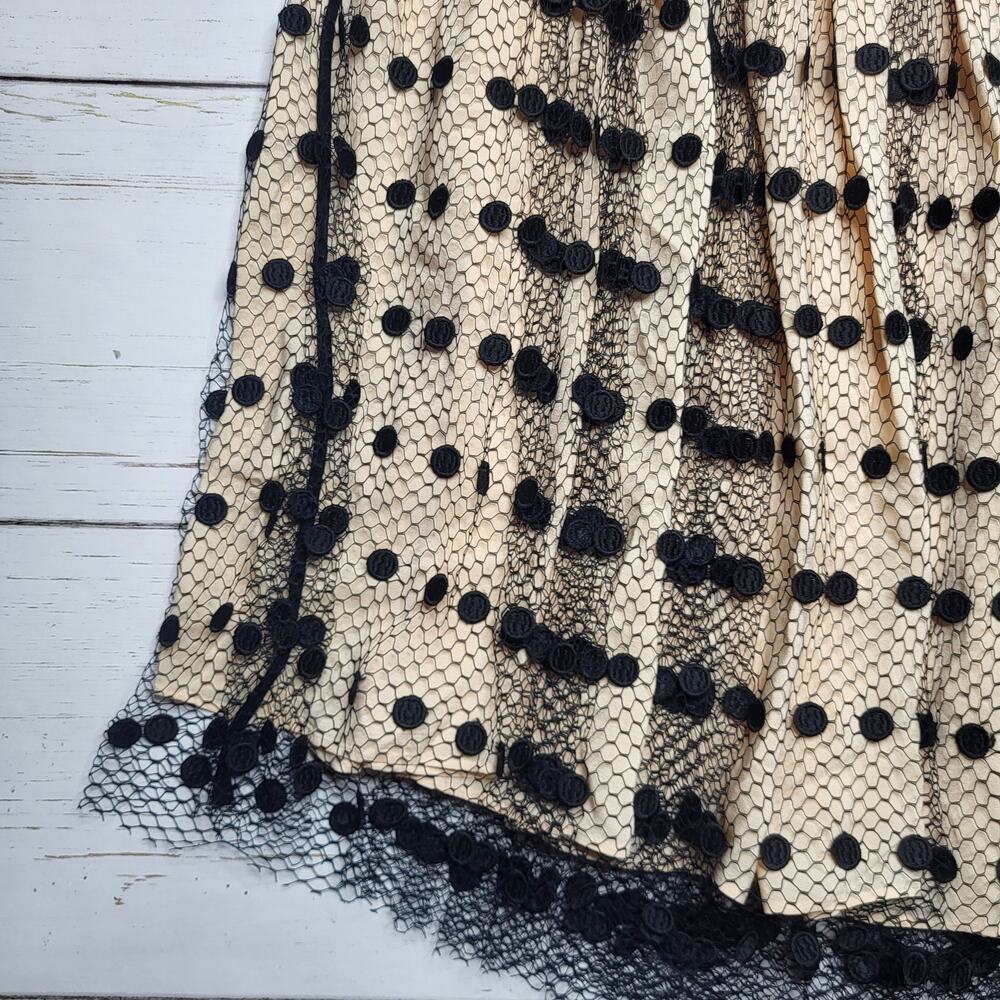 J. Crew Beige Tulle Midi Skirt with Black Polka Dot Overlay - Picture 6 of 9